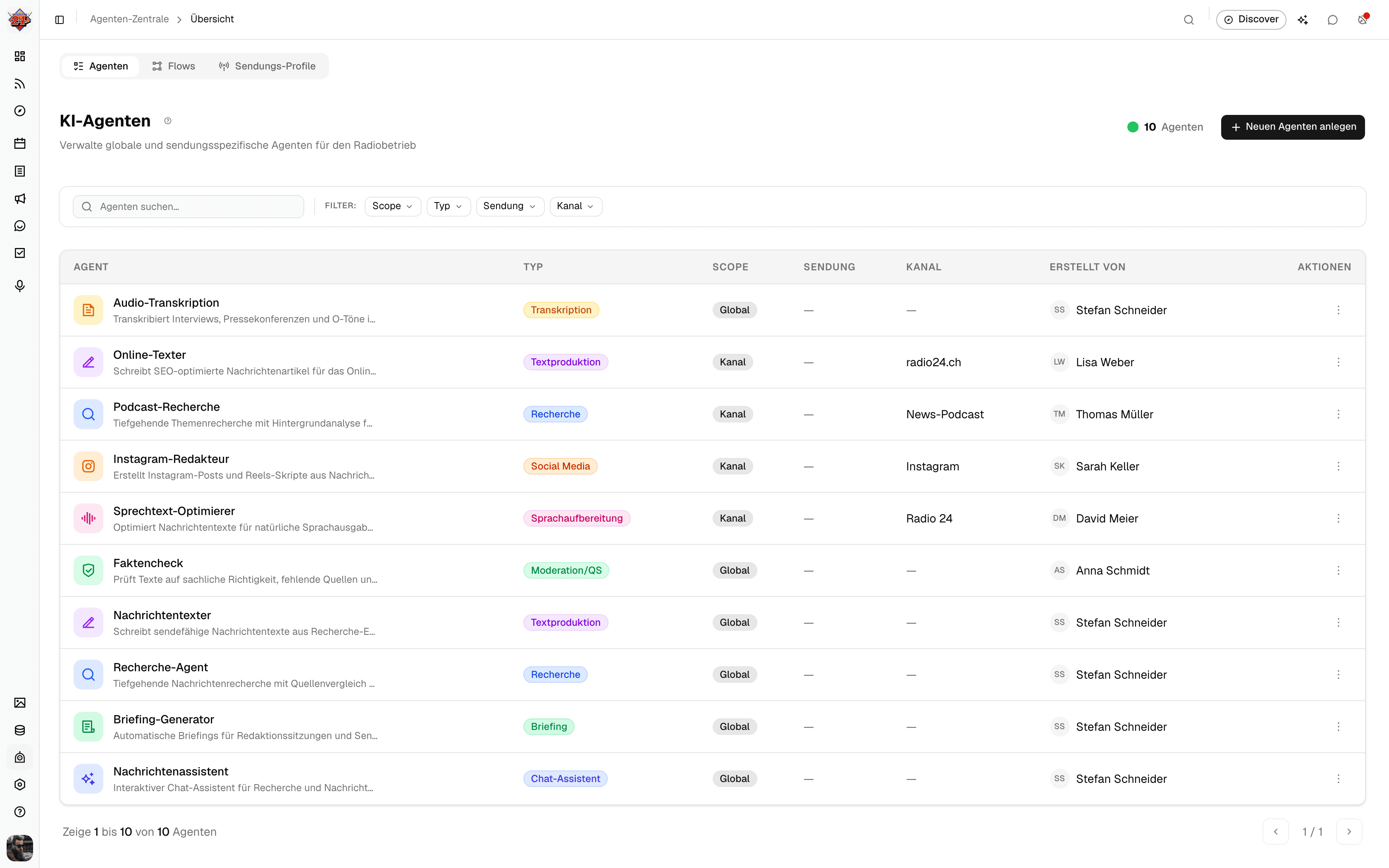 Screenshot: AI-Agenten