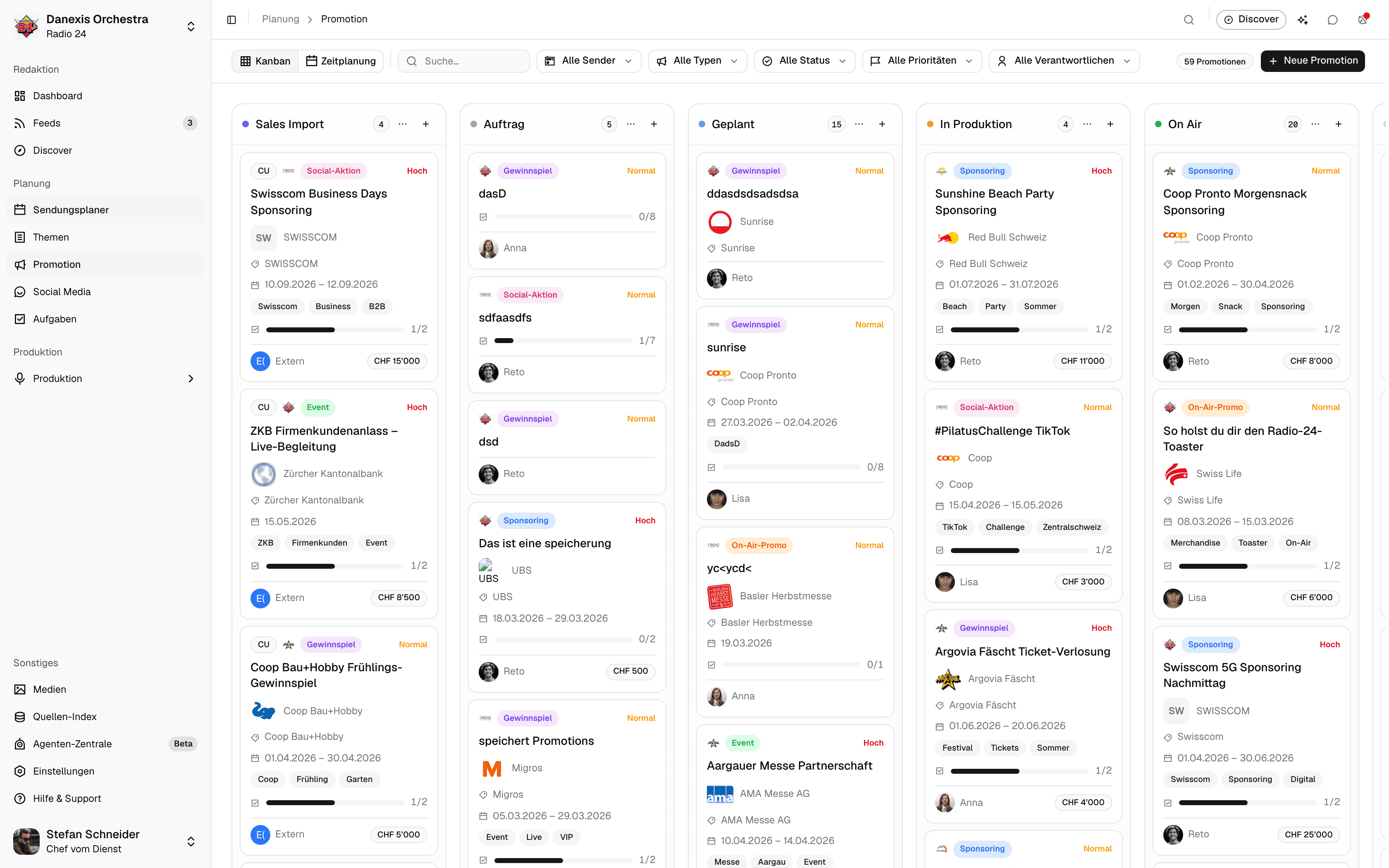 Screenshot: Promotion-Planung